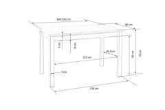 Halmar Moderní jídelní stůl TIAGO 2 rozkládací 140-220/80 deska: bílá, nohy: bílá (3p=1szt) (3 karton)