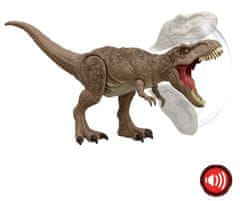 Mattel Jurassic World Zběsilý útok T-Rexe se zvuky, všestranný útok HXF53