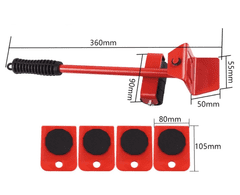 Camerazar Zvedák nábytkových válečků 4 posuvníky