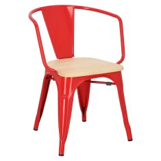 Intesi Židle Paris Arms Wood červená, sedák borovice natural