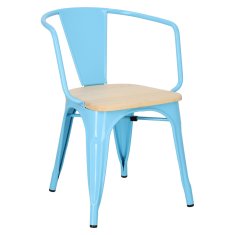 Intesi Židle Paris Arms Wood modrá, sedák borovice natural