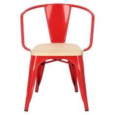 Intesi Židle Paris Arms Wood červená, sedák borovice natural