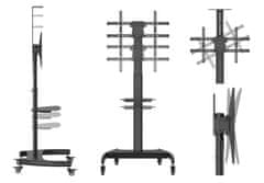 Fiber Mounts CHARLIE stojan na televize 37" - 70", nastavení výšky, náklonu a pozice Tv, horní a dolní polička, kolečka s aretací, vedení kabeláže, nosnost 50kg