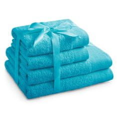 AmeliaHome Sada bavlněných ručníků AMARI tyrkysová, velikost 2*70x140+2*50x100