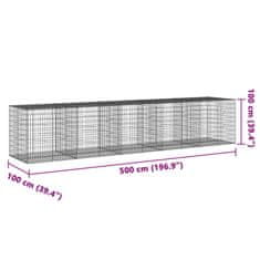 Petromila Gabionový koš s víkem 500 x 100 x 100 cm pozinkované železo