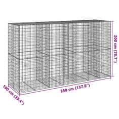 Petromila Gabionový koš s víkem 350 x 100 x 200 cm pozinkované železo