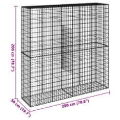 Vidaxl Gabionový koš s víkem 200 x 50 x 200 cm pozinkované železo