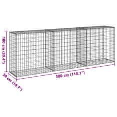 Petromila Gabionový koš s víkem 300 x 50 x 100 cm pozinkované železo