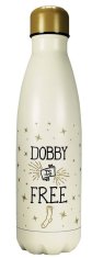 CurePink Nerezová láhev na pití Harry Potter: Dobby je volný (objem 500 ml)