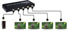 PremiumCord HDMI splitter 1-4 portů kovový s napájecím adaptérem, 3D, FULL HD