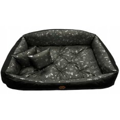 KOMFORTHOME Černý voděodolný pelíšek pro psy 115x95 cm | Stříbrný design s potiskem tlapek