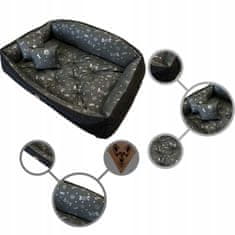 KOMFORTHOME Černý voděodolný pelíšek pro psy 75x65 cm | Stříbrný design s potiskem tlapek