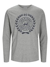 Jack&Jones Pánské triko JACATHENS Regular Fit 12263167 Light Grey Melange (Velikost L)