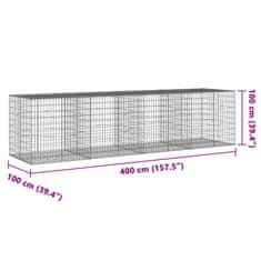 Petromila Gabionový koš s víkem 400 x 100 x 100 cm pozinkované železo