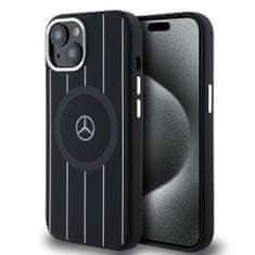 MERCEDES  Liquid Silicon Stripes Pattern MagSafe Zadní Kryt pro iPhone 15 Black