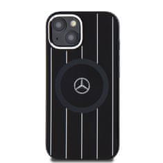 MERCEDES  Liquid Silicon Stripes Pattern MagSafe Zadní Kryt pro iPhone 15 Black