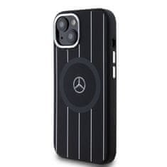 MERCEDES  Liquid Silicon Stripes Pattern MagSafe Zadní Kryt pro iPhone 15 Black