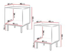 Veneti Set 2x noční stolek ANGET - ořech