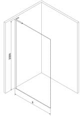 Mexen Mexen Kioto L Walk-in sprchová stěna 100x200 cm, průhledná/mrazivá, kov 800-100-103-95-35 - MEXEN