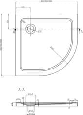 Mexen Mexen Flat půlkruhová štíhlá sprchová vanička 100 x 100 cm, černá, zlatý sifon - 41701010G - MEXEN