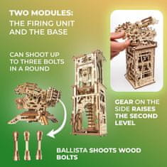 UGEARS 3d dřevěné mechanické puzzle věž archballista