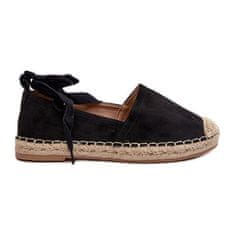 Vázané semišové espadrilky Black velikost 36