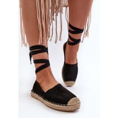 Vázané semišové espadrilky Black velikost 37