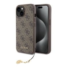 Guess  4G Charm Zadní Kryt pro iPhone 15 Tone on Tone Brown