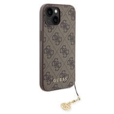 Guess  4G Charm Zadní Kryt pro iPhone 15 Tone on Tone Brown