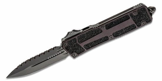 Microtech 280-3DLCTSH Scarab II Shadow Serrated automatický taktický nůž 10 cm, celočerná, hliník