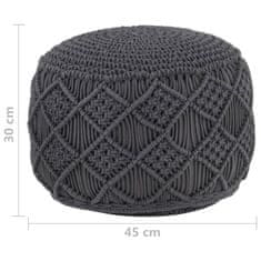 Vidaxl Ručně vyrobený sedací puf macramé antracitový 45 x 30 cm bavlna