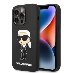 Apple Obal / kryt na Apple iPhone 15 Pro černý - silikonový Karl Lagerfeld