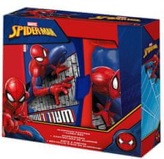 CurePink Svačinový set Marvel: Spiderman (objem láhve 500 ml|box 17 x 11 x 6 cm)