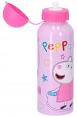 CurePink Set láhev na pití a potravinový box Peppa Pig|Prasátko Pepa: Švihadlo (objem láhve 500 ml|box 17 x 11 x 6 cm)