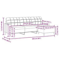Vidaxl 3místná pohovka s podnožkou vínová 210 cm textil