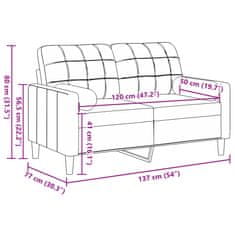 Vidaxl 2místná pohovka s polštáři tmavě zelená 120 cm samet