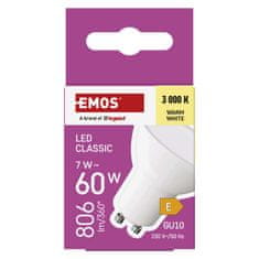 Emos LED žárovka Classic MR16 / GU10 / 7 W (60 W) / 806 lm / teplá bílá