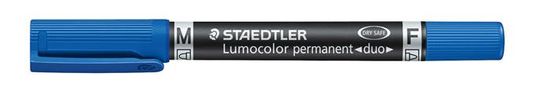 Staedtler Permanentní popisovač "Lumocolor 348 Duo", modrá, kuželový hrot, F/M, oboustranný 348-3