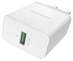 Canyon Nabíječka do sítě H-24, 1x USB-A, Quick Charge 3.0, 24W, bílá