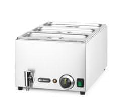 Hendi Sada Ranger: Bain-marie s vypouštěcím kohoutkem + 3x GN 1/3 s víkem, HENDI, GN 1/1, 230V/1000W, 604x332x(H)242mm - 238868