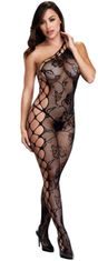 Baci Asymetrický síťovaný catsuit s otevřeným rozkrokem () XL/2XL