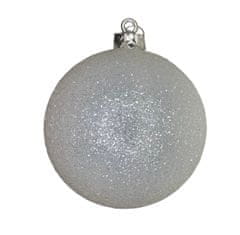 EverGreen Vánoční koule glitter 12 cm - bílá - 3 ks