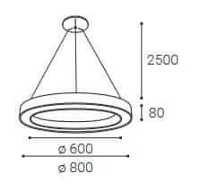 LED2 Moderní kruhové závěsné LED světlo SATURN P-Z -, 80 W, 4400 lm bílá 800 mm 4200 lm