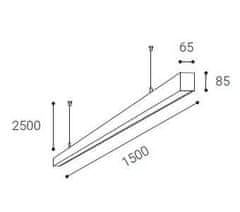 LED2 Lineární závěsné LED světlo LINO P-Z -, 37-49 W, 4255-5635 lm bílá 4255-5635 lm