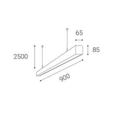 LED2 Lineární závěsné LED svítidlo LINO P/N-Z s efektem aury -, 37-49 W, 4255-5635 lm 2070-2760 lm černá