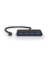 Port Designs PORT CONNECT USB-C HUB, 4x USB 3.0, černý