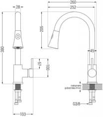 Mexen Elia dřezová baterie, bílé skvrnité (670101-26)