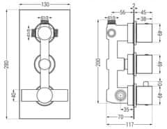 Mexen Cube termostatická baterie sprcha/vana 3-output růžové zlato (77503-60)