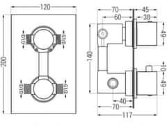 Mexen Cube termostatická baterie sprcha/vana 2-w výstup (77502-20)