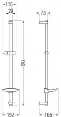 Mexen Db posuvný držák sprchy s mýdlenkou, 75 cm, chrom (79384-00)